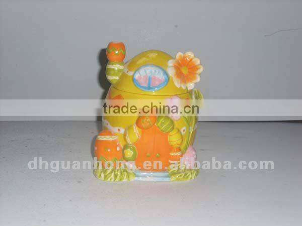 Easter gifts Ceramic candy jar in house shape