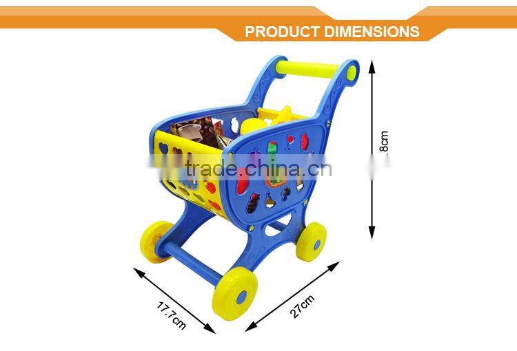 Toy shopping cart with fruit & vegetable supermarket trolley shopping cart toy car trolley