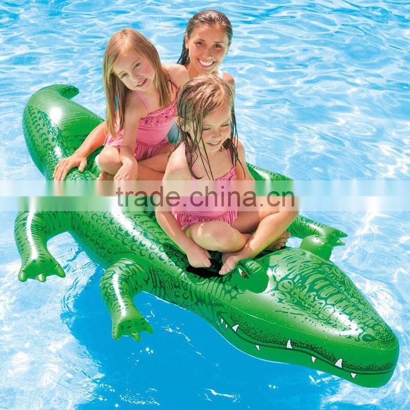 2017 hot selling leasure giant pool float water game toys inflatable crocodile kids ride on outdoor swim party tools