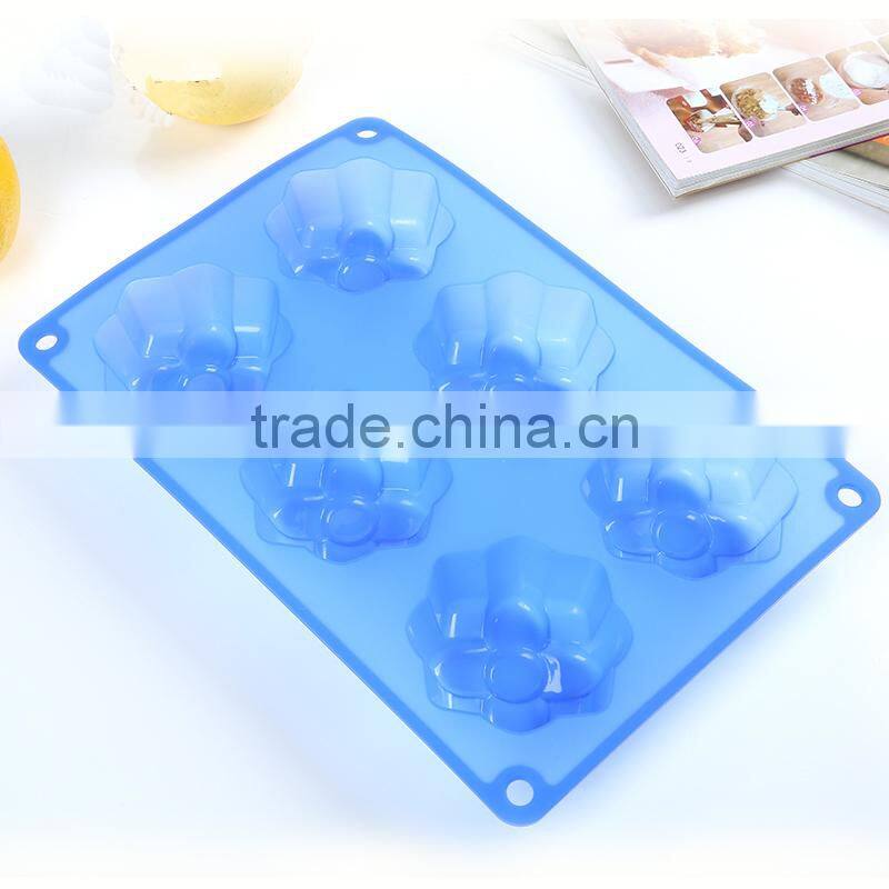 Decorative silicone cake mould lovely flower shaped six cake mould