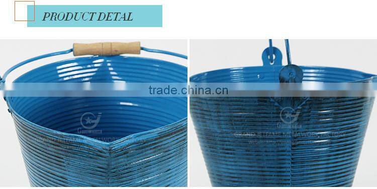 garden iron and zinc powder coated floral display buckets metal flower bucket