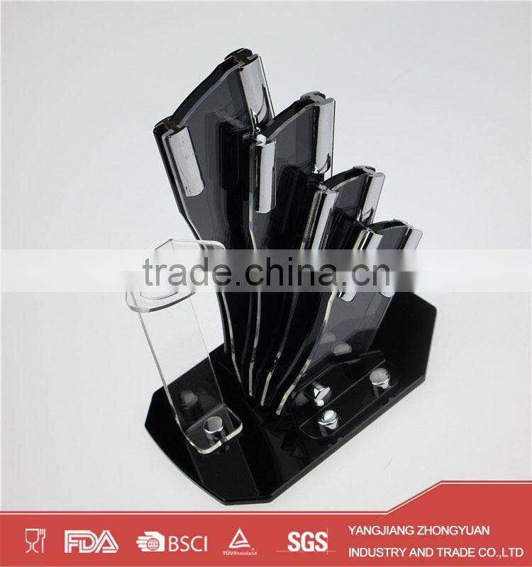 5pcs of ceramic kitchen knife set with stand and peeler