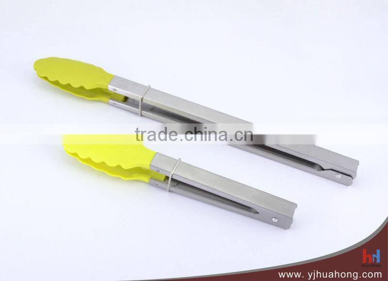 9" Stainless steel handle food tong/serving tong with nylon head