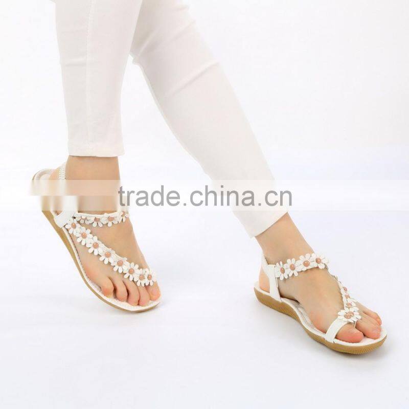 2016 Summer Sandals Fashion Girls Flat Sandals Women Bohemia Floral Beach Sandals Slippers Flip Flops Sweet Style Flower
