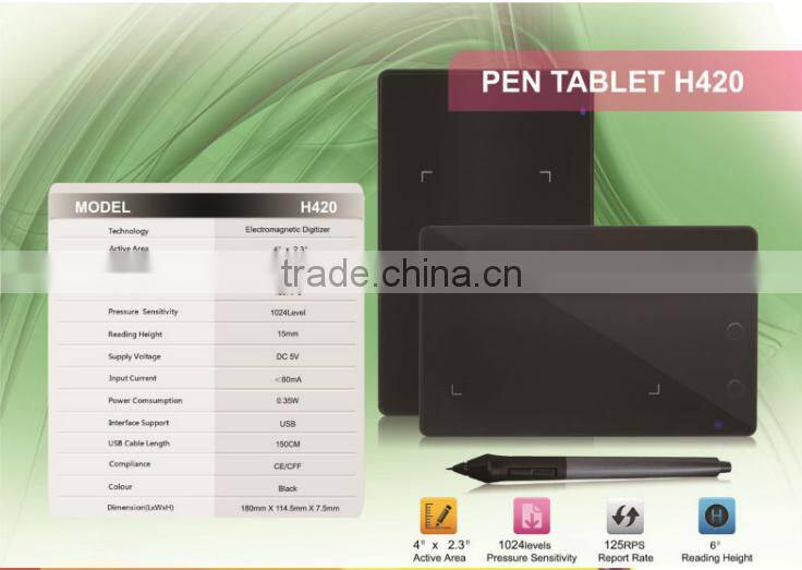 New Design!!! Huion H420 Ultra-Light Weight Digital Signature Drawing Writing Graphic Tablet