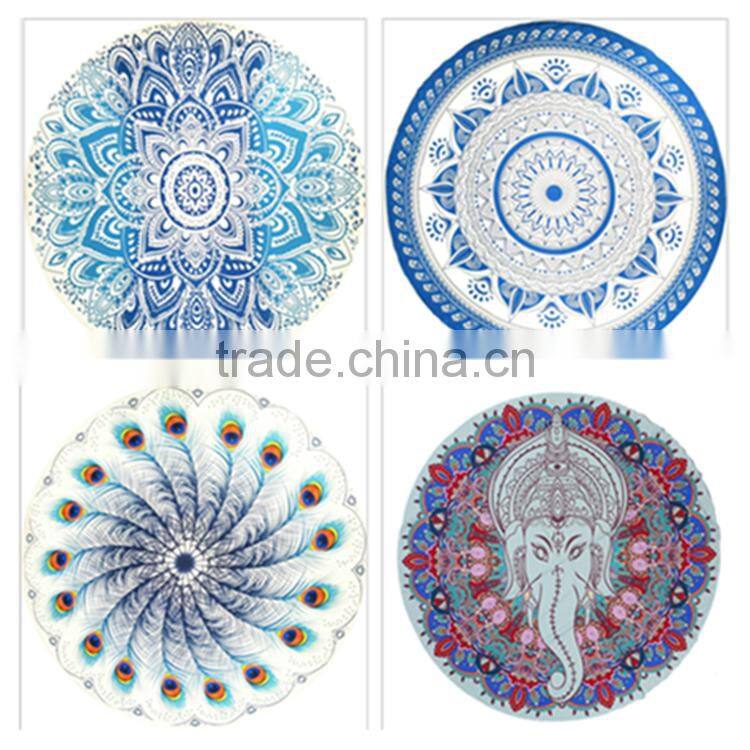 2017 new arrived hot selling round beach towels mandala with tassels turkish microfiber towel