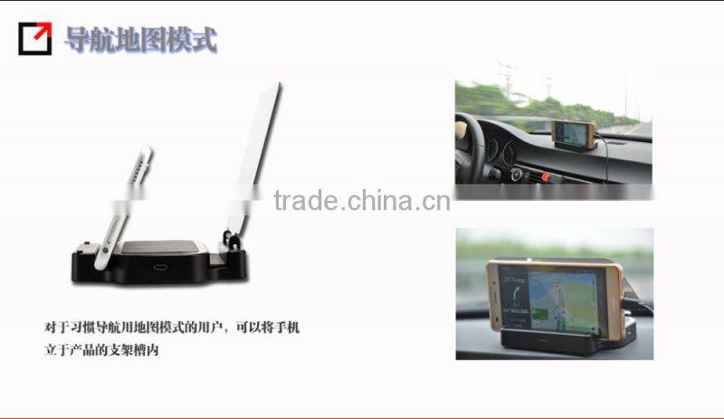 Wireless charging car HUD (or vehicular HUD heads up display + mobile wireless charging base)