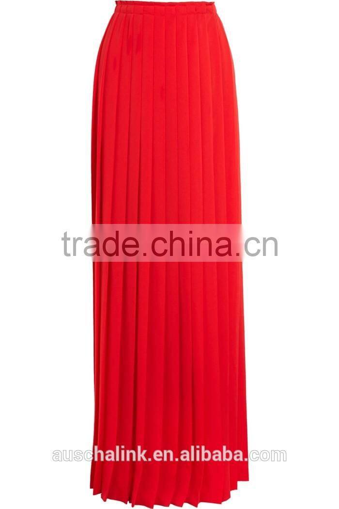 new arrival high quality ladies red long chiffon maxi skirt OEM service