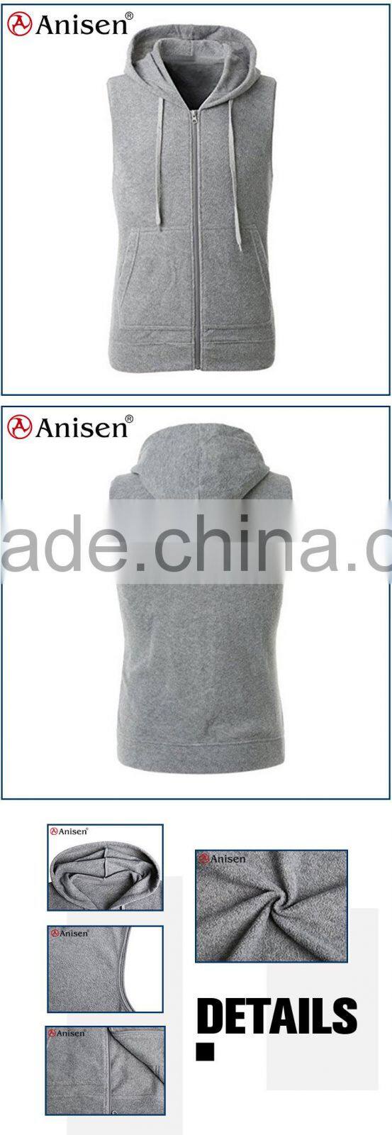oem factory wholesale fleece men hooded vest