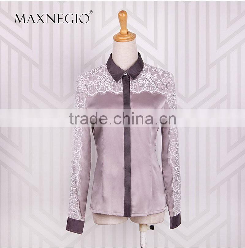 Spring Autumn Women Blouses Lace Crochet Chiffon Blouse Long Sleeve Casual Shirt Female Notched Collar Tops