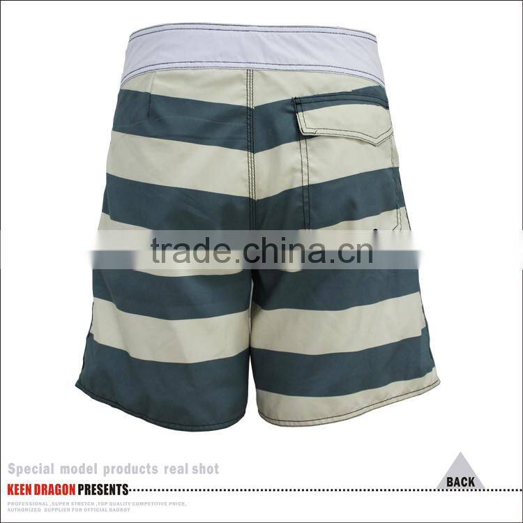 cheap price striped pattren customized waterproof pockets swim trunks