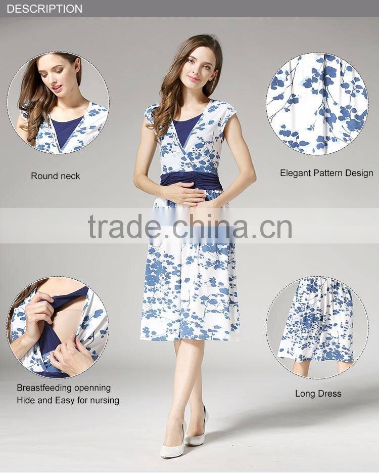 Maternity Evening Dress Loose and comfortable Nursing Clothing Floral Pregnant Mothers Skirts