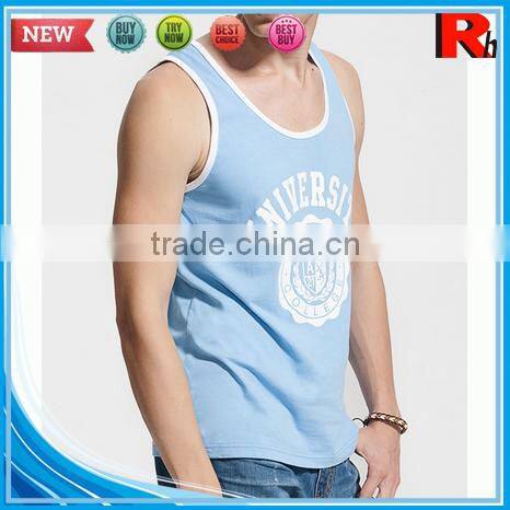 Alibaba china custom wholesale men polyester screen printed low cut tank tops for sale