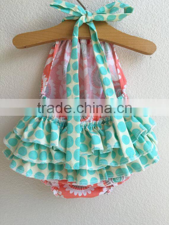 Newborn Baby Girls Sunshine Flower Peach Ruffle Bubble Baby Girl Boho Vintage Romper