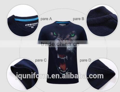 2016 new design 100% cotton animal men t-shirt printing