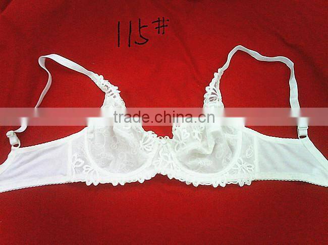 Ladies exquisite embroidery plain white sexy bra in high quality