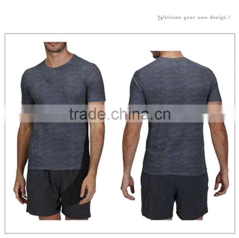 High Quality Short Sleeve Muscle Fitted Gym T-Shirt OEM Design Round Neck