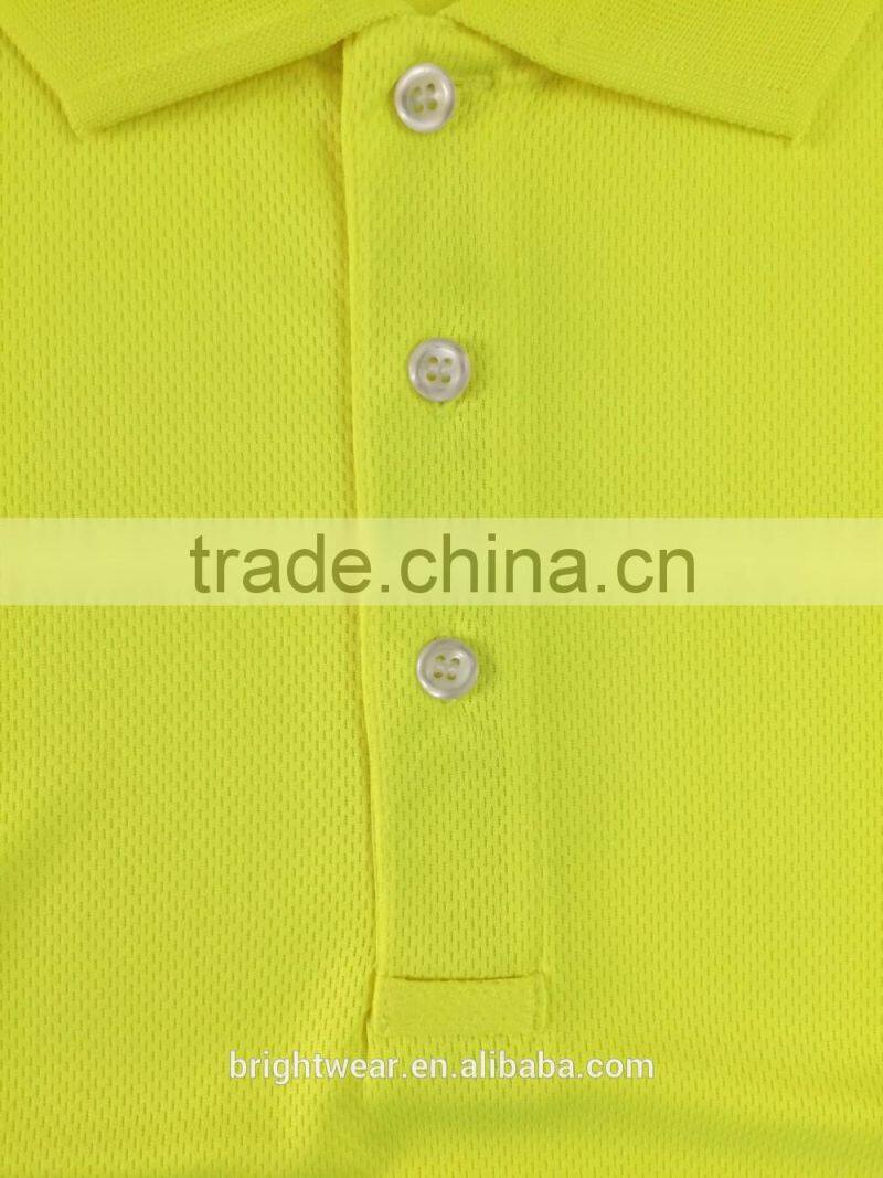 Mens high visibility green 3M segmented tapes USA ANSI107 safety polo shirt