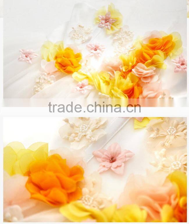 New Fashion Girl Floral Dress Pretty Girl Princess Dress With Yellow Flower Cute Kids Clothing GD90427-2