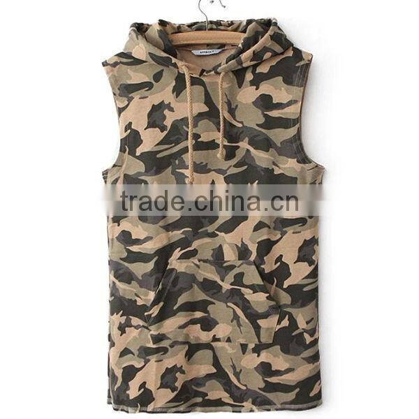 Fashion Print Plain Camouflage Hoodies Without Hood
