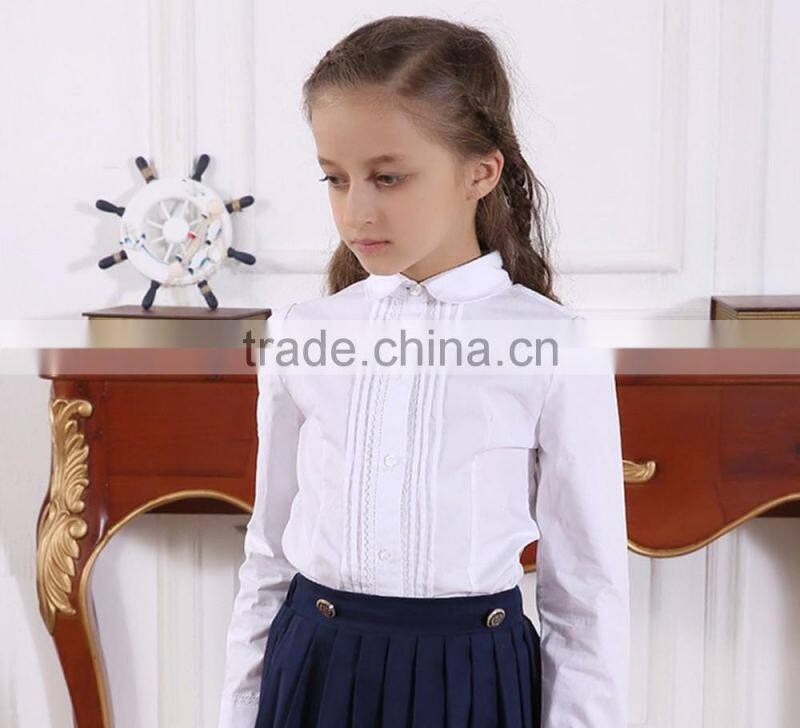 Wholesale 100% cotton school shirt, high quality 100% cotton school uniform