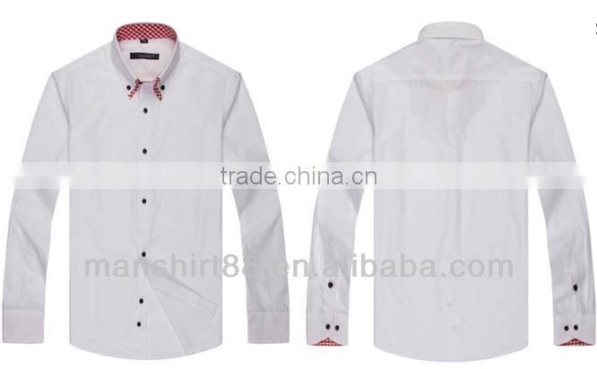 high quality double collar button down dress shirt for man