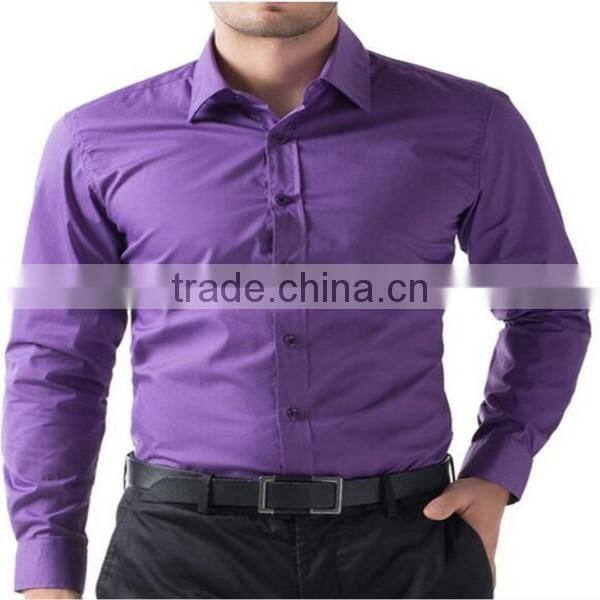 2016 new wholesale plain color slim fit long sleeve custom men's formal dress shirt
