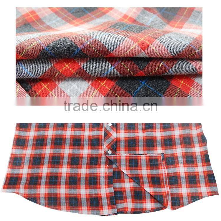 Men casual shirts cotton fabric flannel plaid men italian style shirts