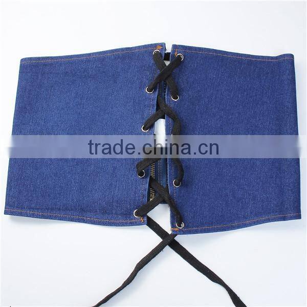 Denim Belt Waistband Black Deep Blue Size L