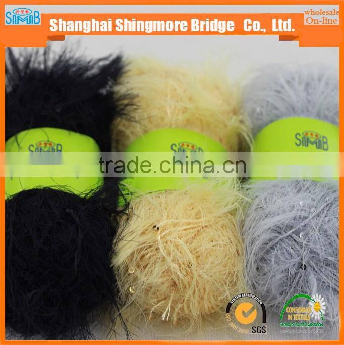 China yarn supplier wholesale feather knitting yarn with sequins for knitting sweater