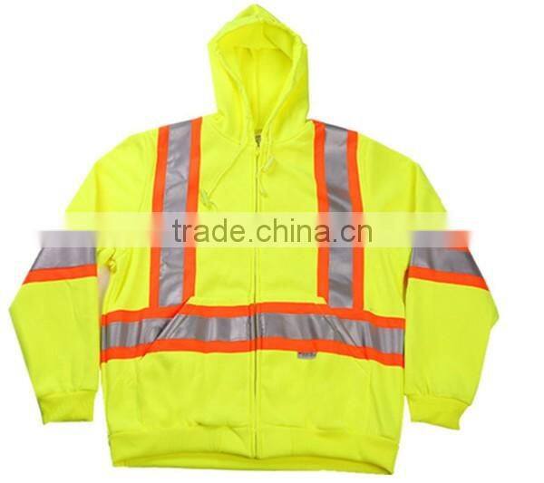 2016 Custom Made no drawstring hoodie sweatshirt with reflective striping