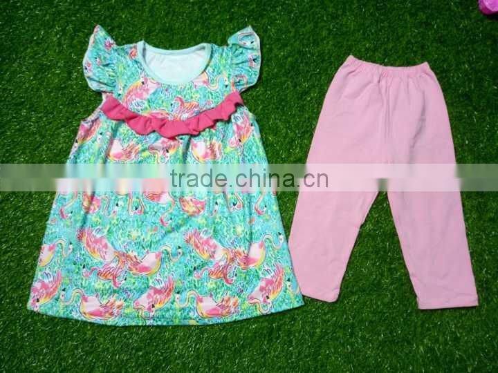 Hot sale latest dress pattern 2016 online boutique wholesale ruffle raglan sleeve pants baby frock designs fancy outfits remake