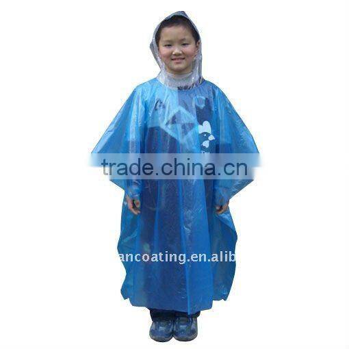 Disposable plastic waterproof kids pvc poncho raincoat in bag