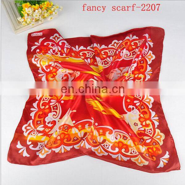 red flower print genuine silk scarf square