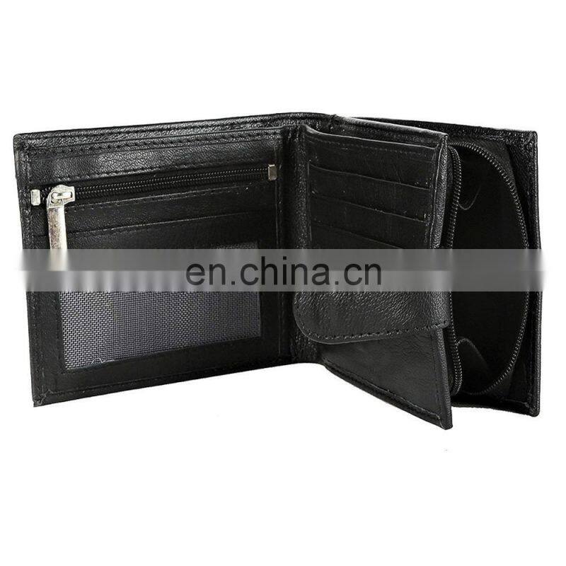 Rfid Blocking Mens Designer Soft Leather Wallet with large Zip Coin Pocket/Pouch