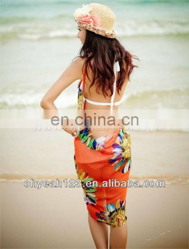 Orange new design cheap wholesale chiffon beach dresses