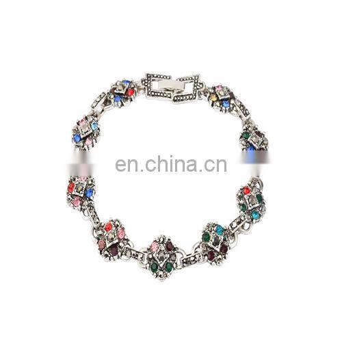 Turkish Jewelry Vintage Design Antique Multi Gemostone Sterling Silver Bracelets Bijouterie Resin Bracelets