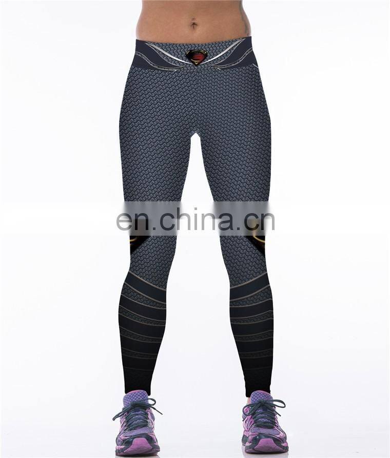 Women Dylan Superman's Symbol Printing Digital Printing Sexy Tight Breathable Sports Trousers