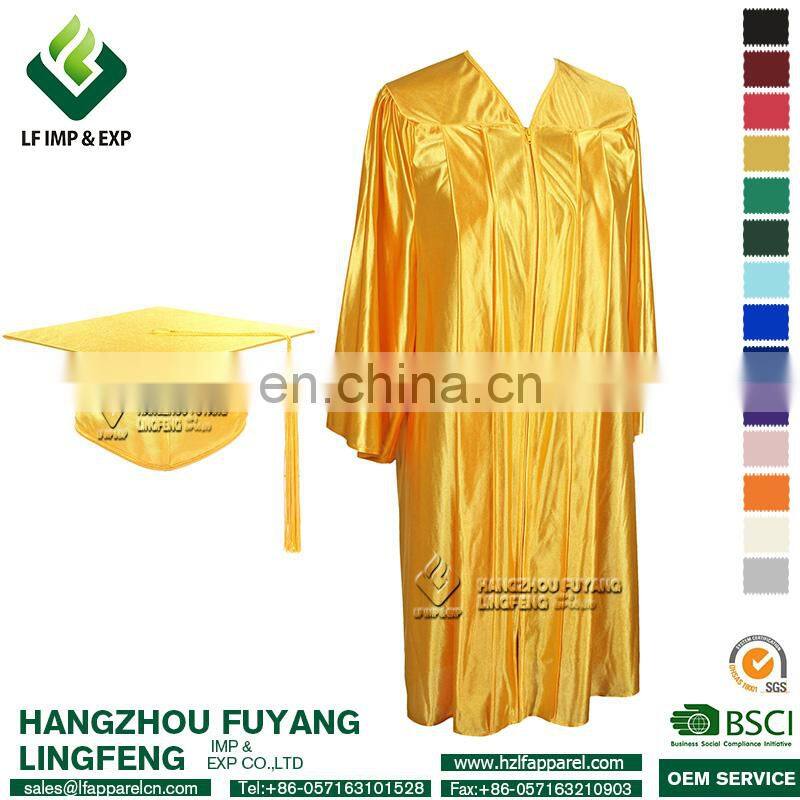 2017 Hot Sale Shiny Graduation Caps And Gowns Set/Graduation Gown
