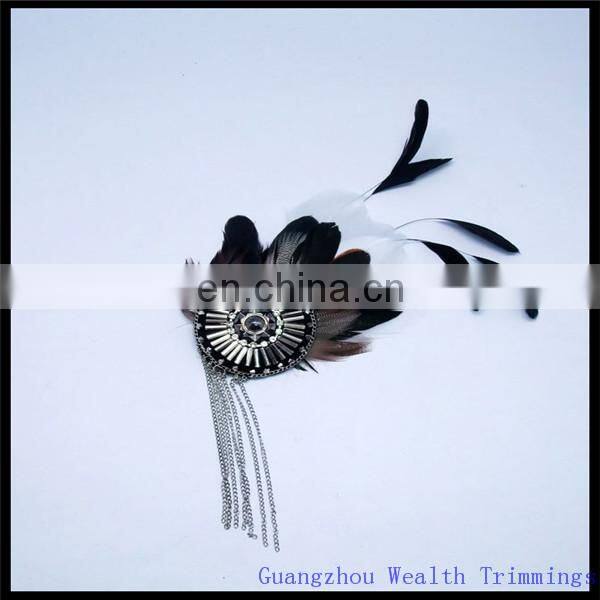 blakc and white feather hair fascinator/hairband/head wear/with chains decoration