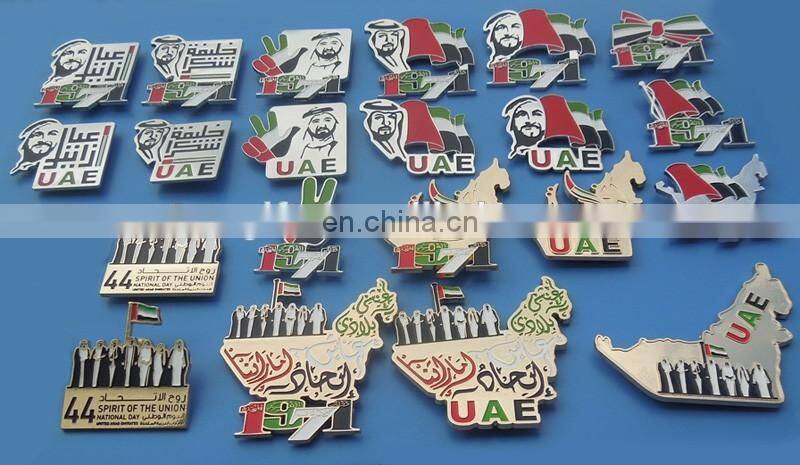 round shape customized UAE falcon image promotional gifts metal badge pin for 46th UAE national day