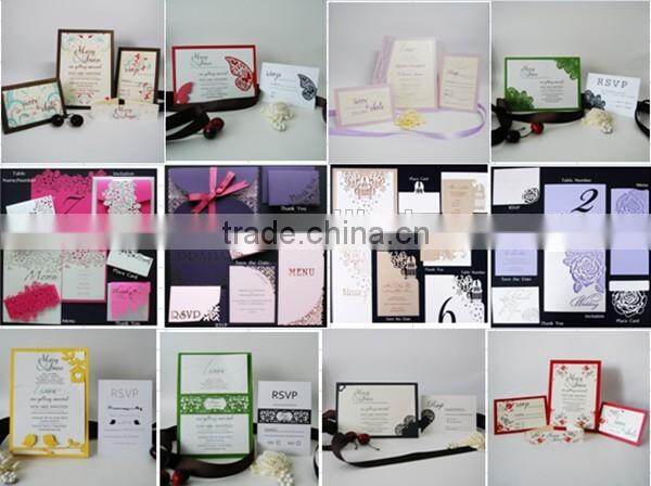 laser cut sef of wedding invitation card paper laser cut flower decoration shape invitations