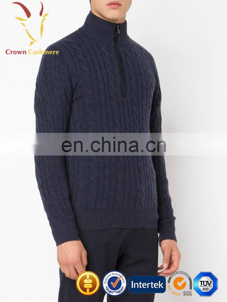 Best Cable 1/4 Zipper Mock Men 100% Cashmere Cardigan,Knitwear Pullover
