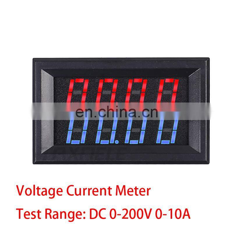 4 Bit Digital Voltmeter Ammeter DC 200V 10A Red Blue LED Dual Display Voltage Amp Panel Meter 12v 24v Car Current Monitor Tester