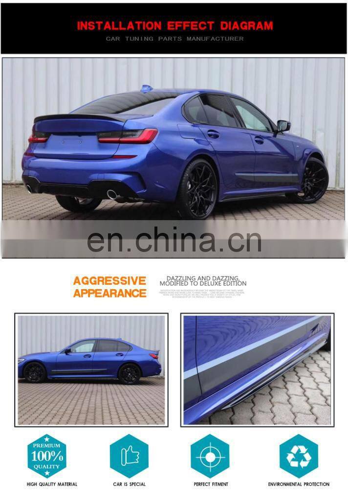 Black Painted ABS Side Skirts for BMW NEW 3 Series G20 M TECH G28 330i M340i M Sport 2019-2020