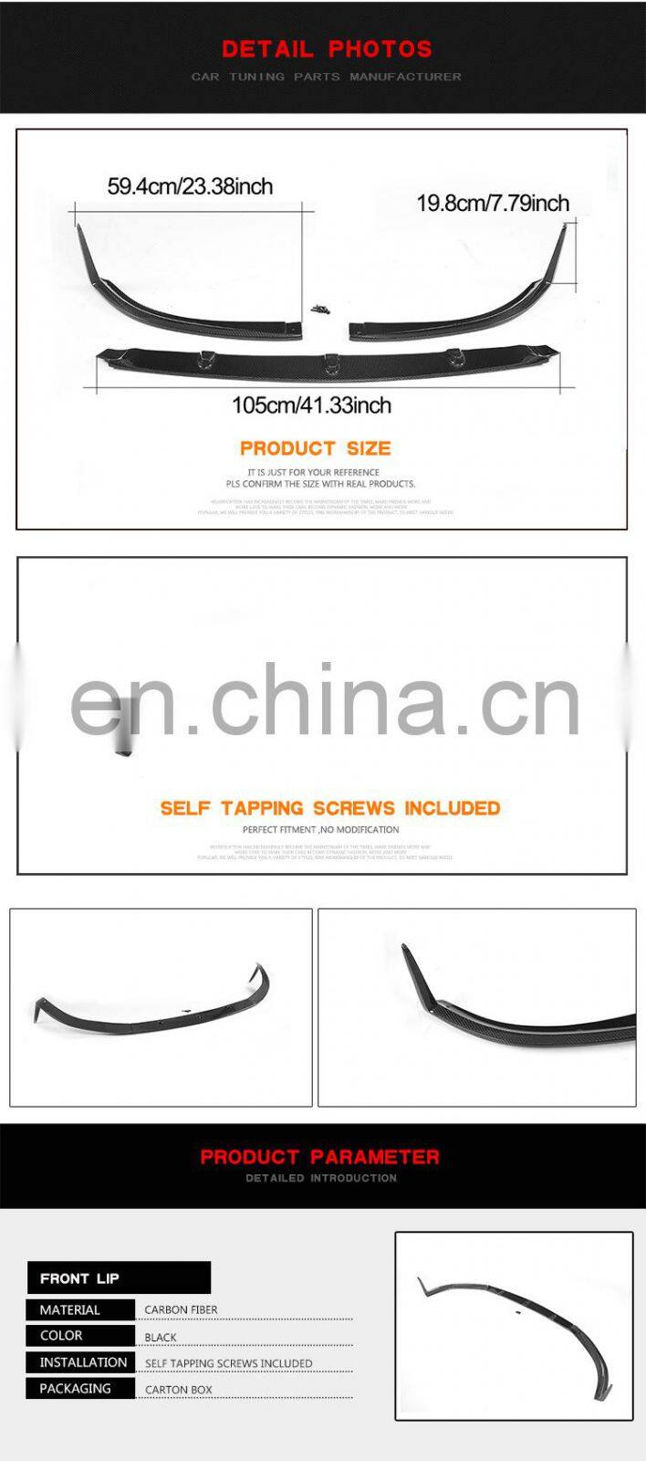 Carbon Fiber C205 C63 Edition1 Car Front Lip for Mercedes Benz C63 AMG 2-Door 2015-2019