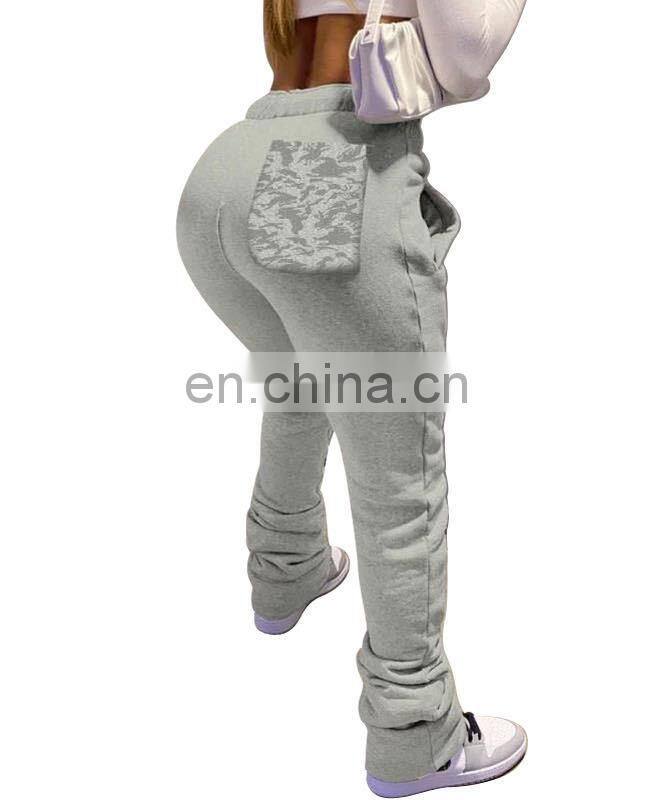 Wholesale Autumn and winter women's clothing with cashmere sweater fabric sports drawstring casual pocket pile pants