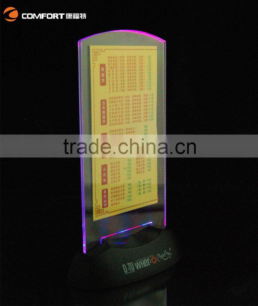 Led light sign card holder for bar