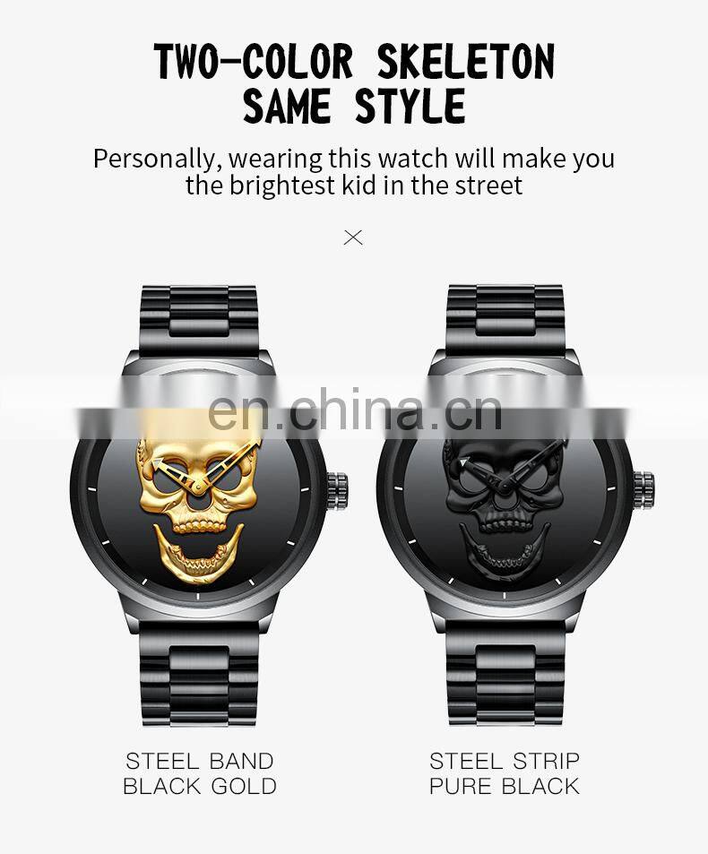 Biden 0063 Original Men Japanese Quartz Wrist Watches Stainless Steel Skull Analog Water Resistant Brand Luxury Men Watch
