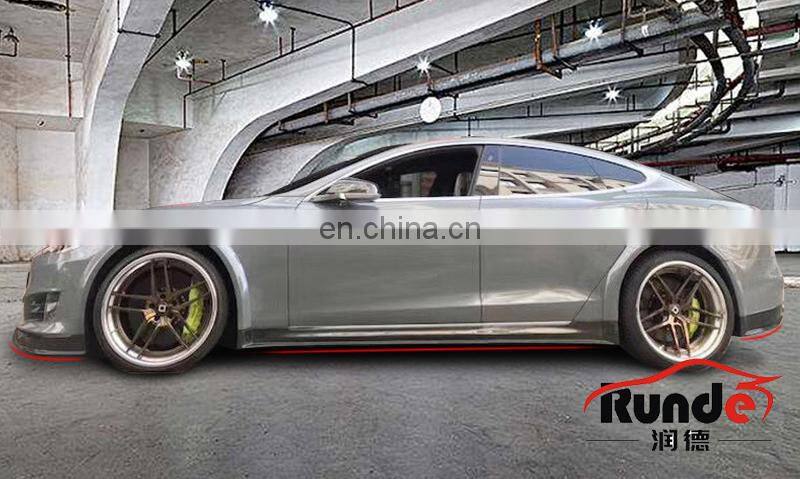 Runde Carbon Fiber Car Body Kit Modified RZ Style With Front Rear Lip Spoiler Side Skirt Wheel eyebrow For Tesla Model S body kits